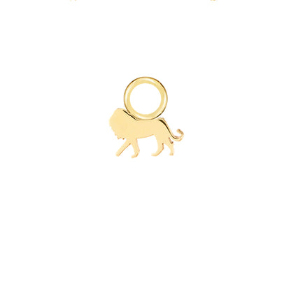 Lion Gold Single Hoop Charm