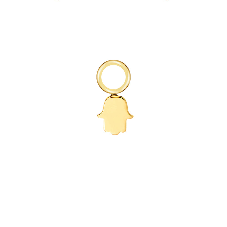 Solid Hamsa Gold Single Hoop Charm