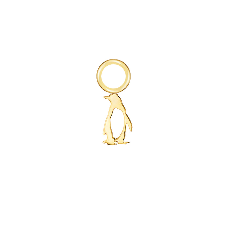 Penguin Gold Single Hoop Charm
