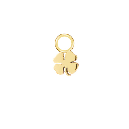 Four Leaf Clover Gold Single Hoop Charm