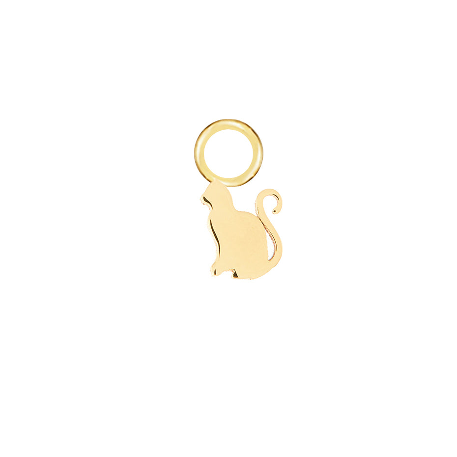 Cat Gold Single Hoop Charm