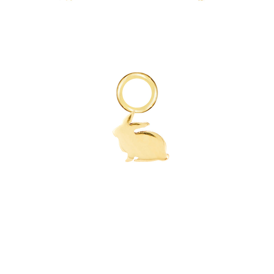 Rabbit Gold Single Hoop Charm