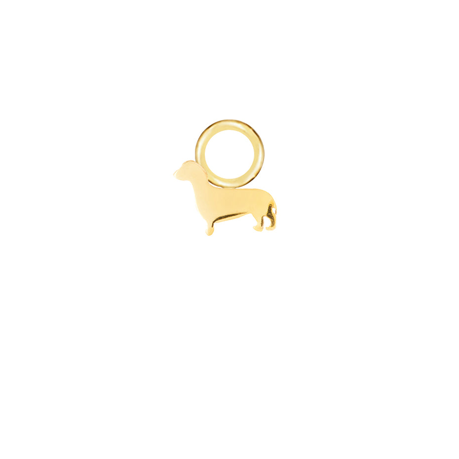 Sausage Dog Gold Single Hoop Charm