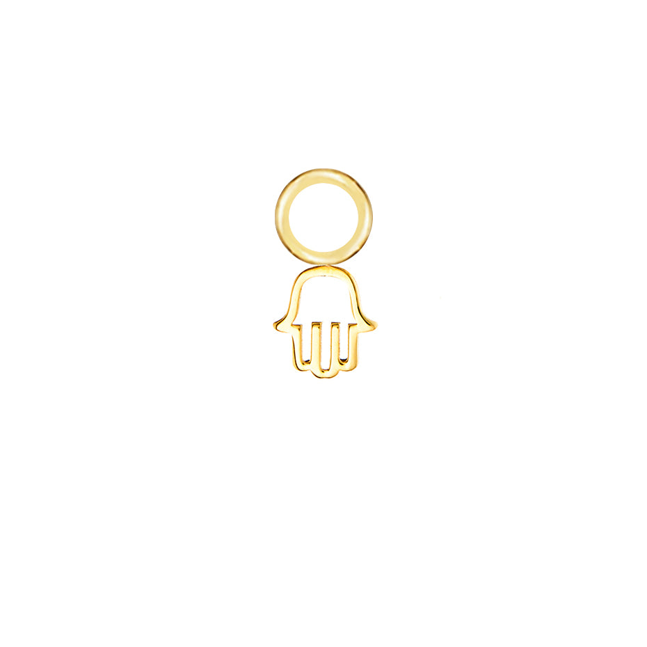 Open Hamsa Gold Single Hoop Charm