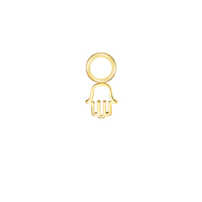 Open Hamsa Gold Single Hoop Charm