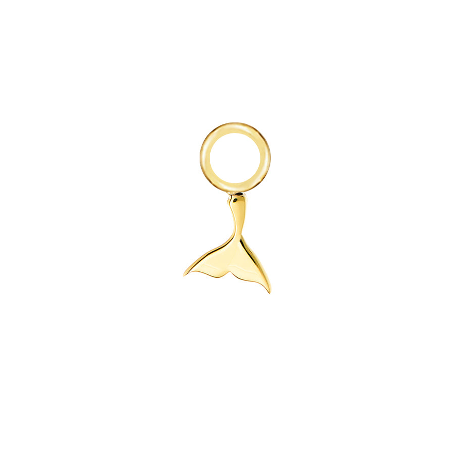 Whale Tail Gold Single Hoop Charm