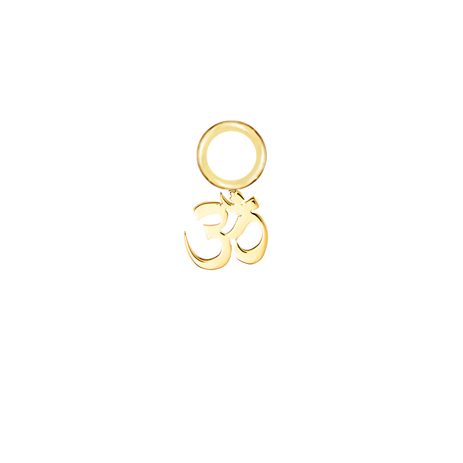 Om Gold Single Hoop Charm