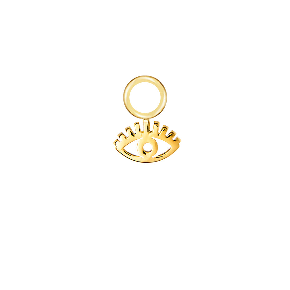 Evil Eye Gold Single Hoop Charm