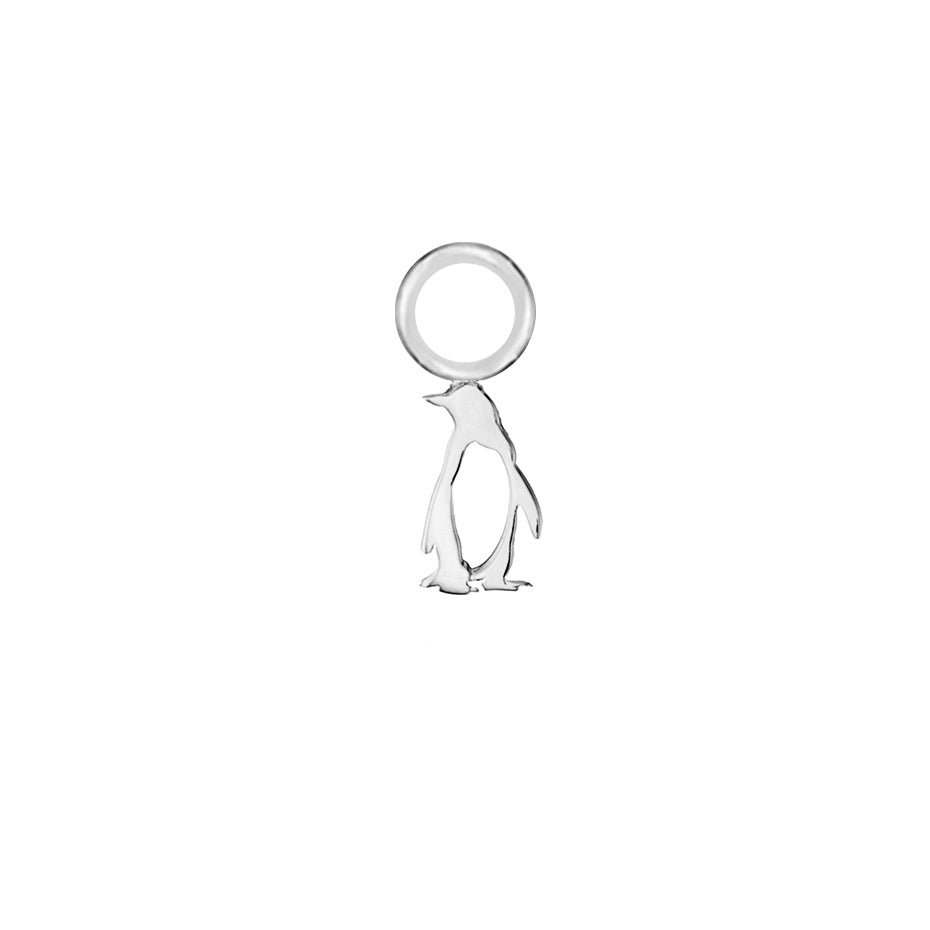 Penguin Silver Single Hoop Charm