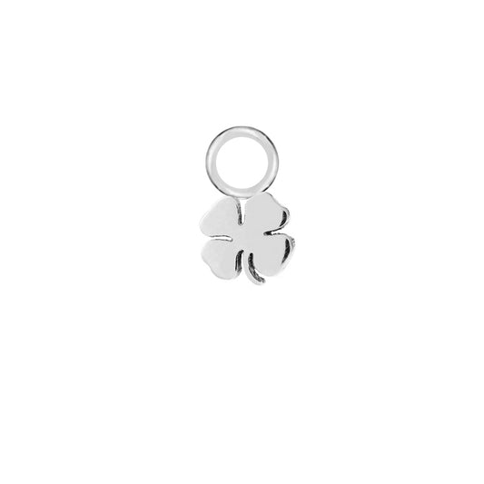 Four Leaf Clover Silver Single Hoop Charm