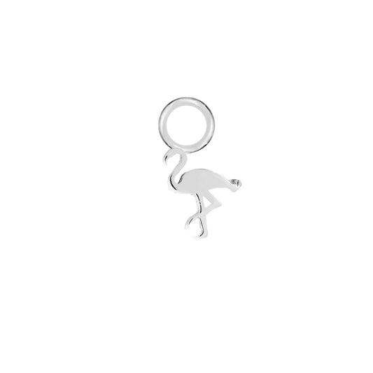 Flamingo Silver Single Hoop Charm