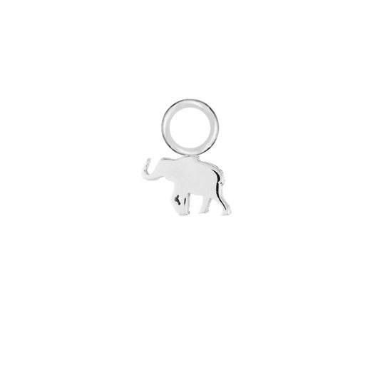 Elephant Silver Single Hoop Charm