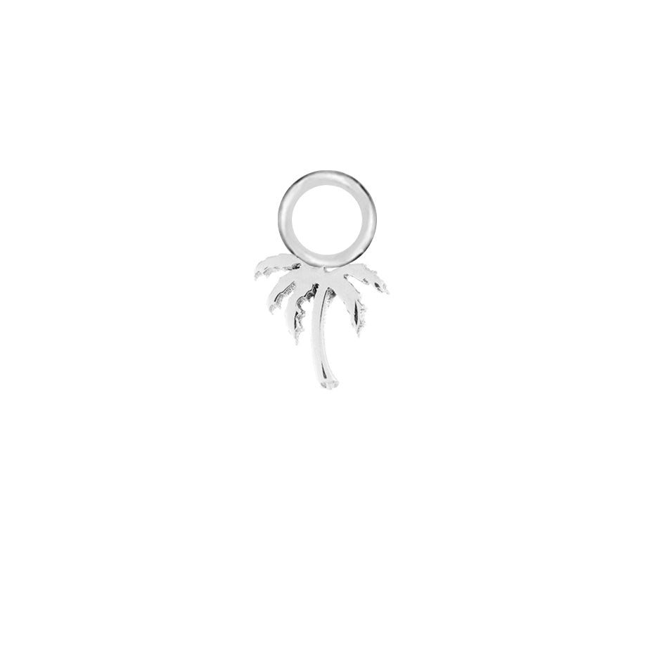 Palm Tree Silver Single Hoop Charm