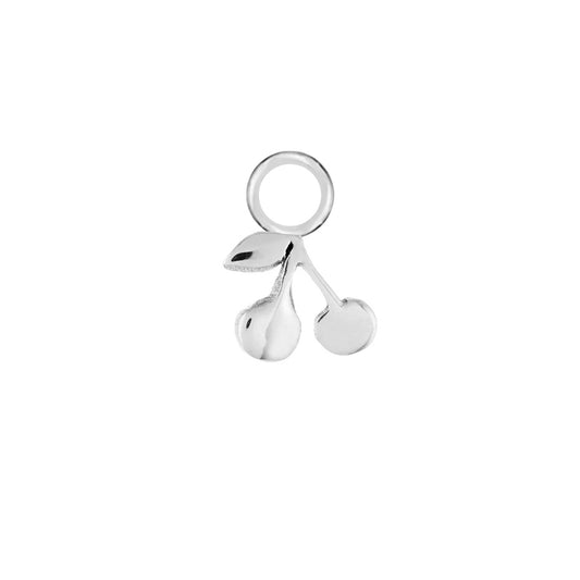 Cherry Silver Single Hoop Charm