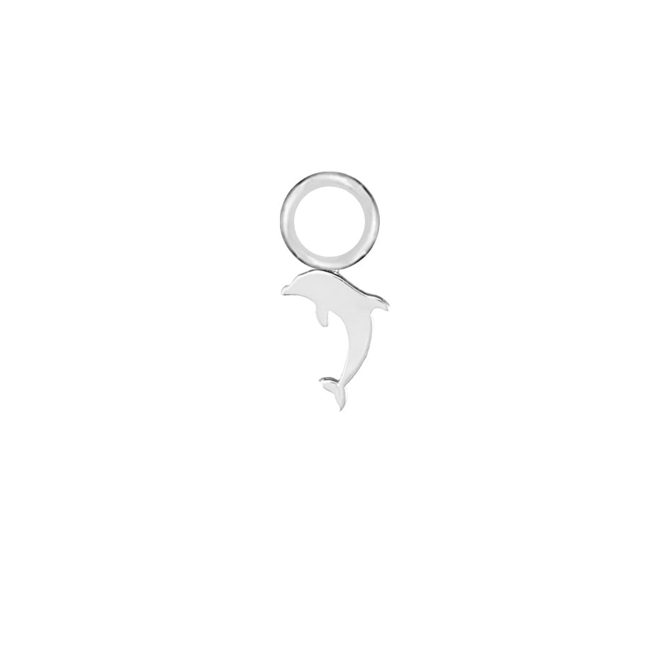 Dolphin Silver Single Hoop Charm