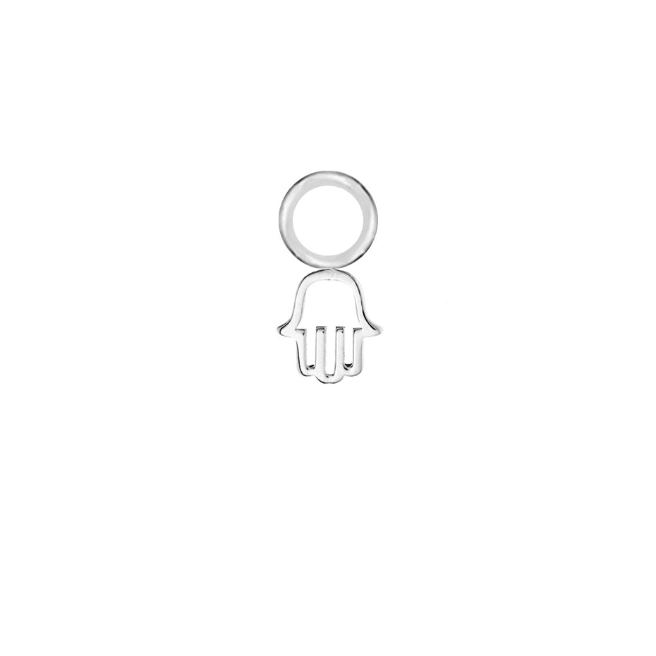 Open Hamsa Silver Single Hoop Charm