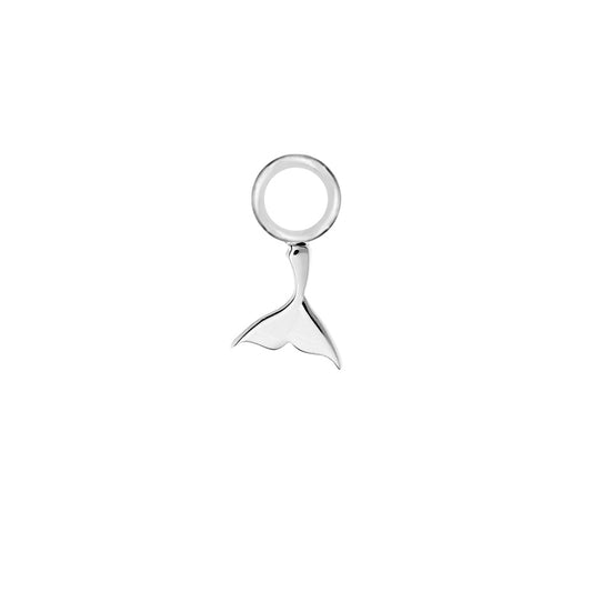 Whale Tail Silver Single Hoop Charm