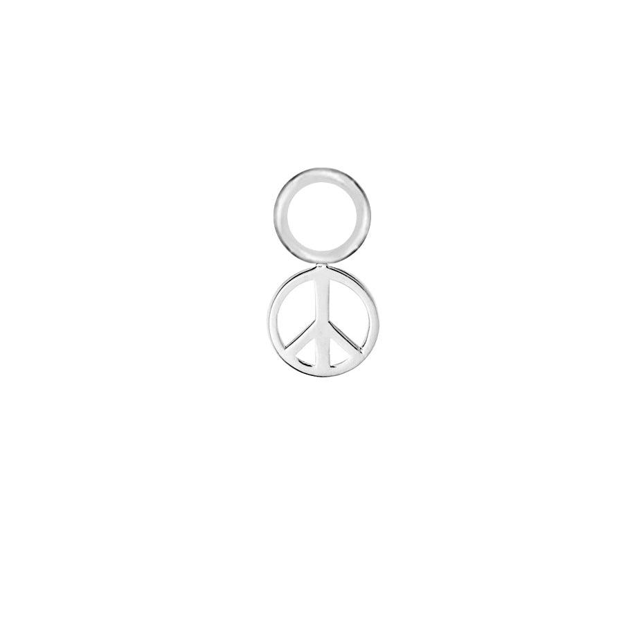 Peace Silver Single Hoop Charm