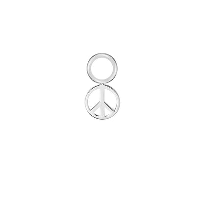 Peace Silver Single Hoop Charm