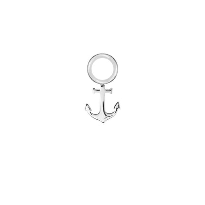 Anchor Silver Single Hoop Charm