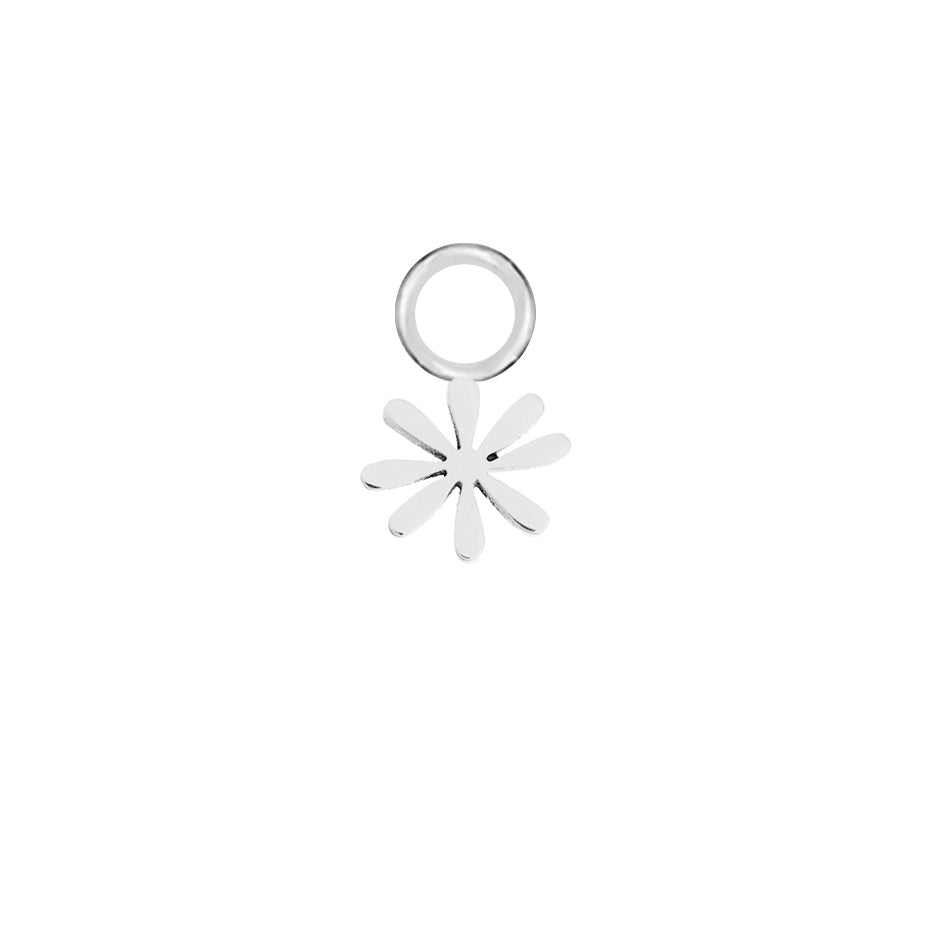 Daisy Silver Single Hoop Charm