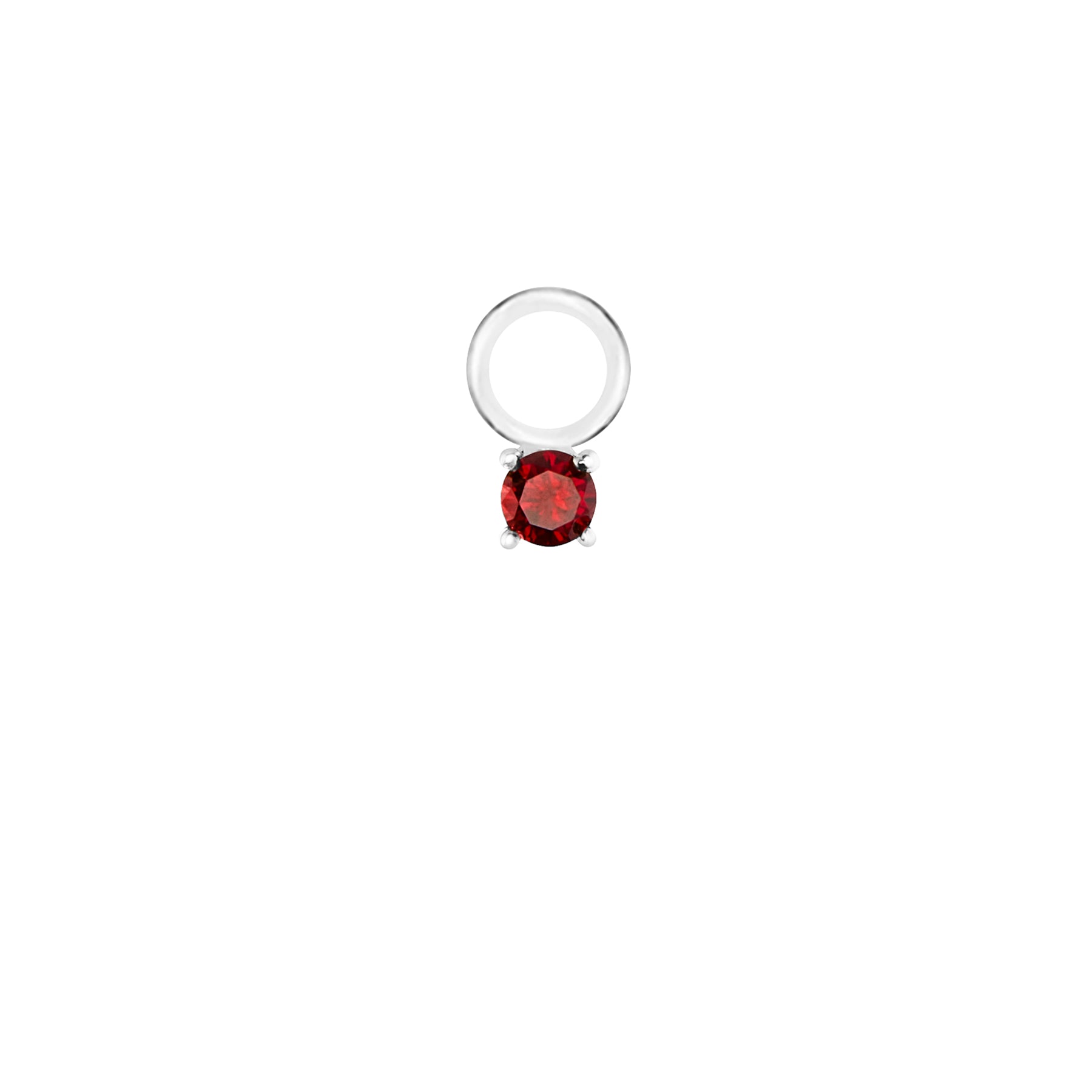 Birthstone Silver Single Hoop Charm