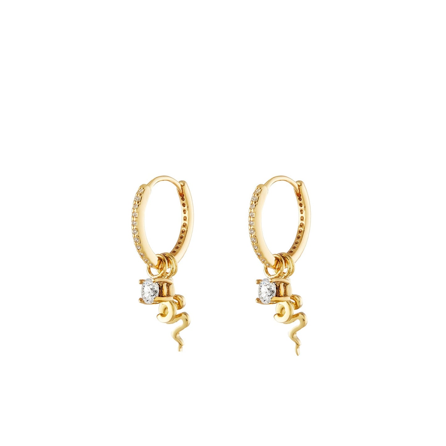 Cat Gold Single Hoop Charm