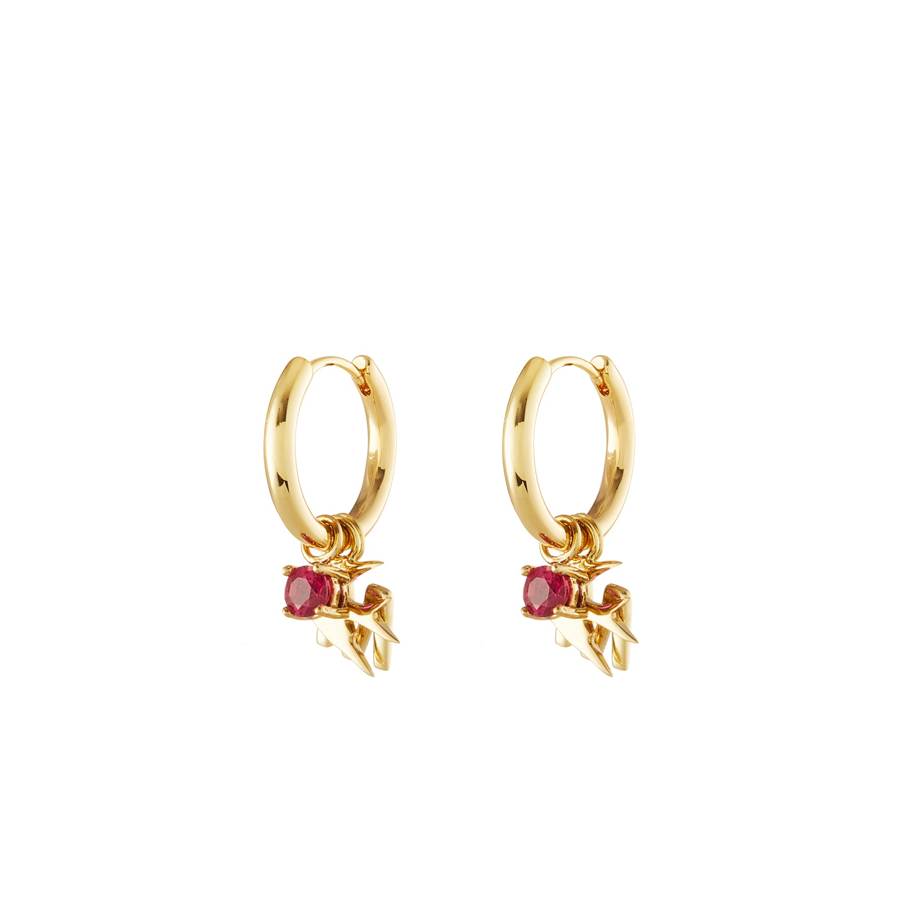 Cross Gold Single Hoop Charm