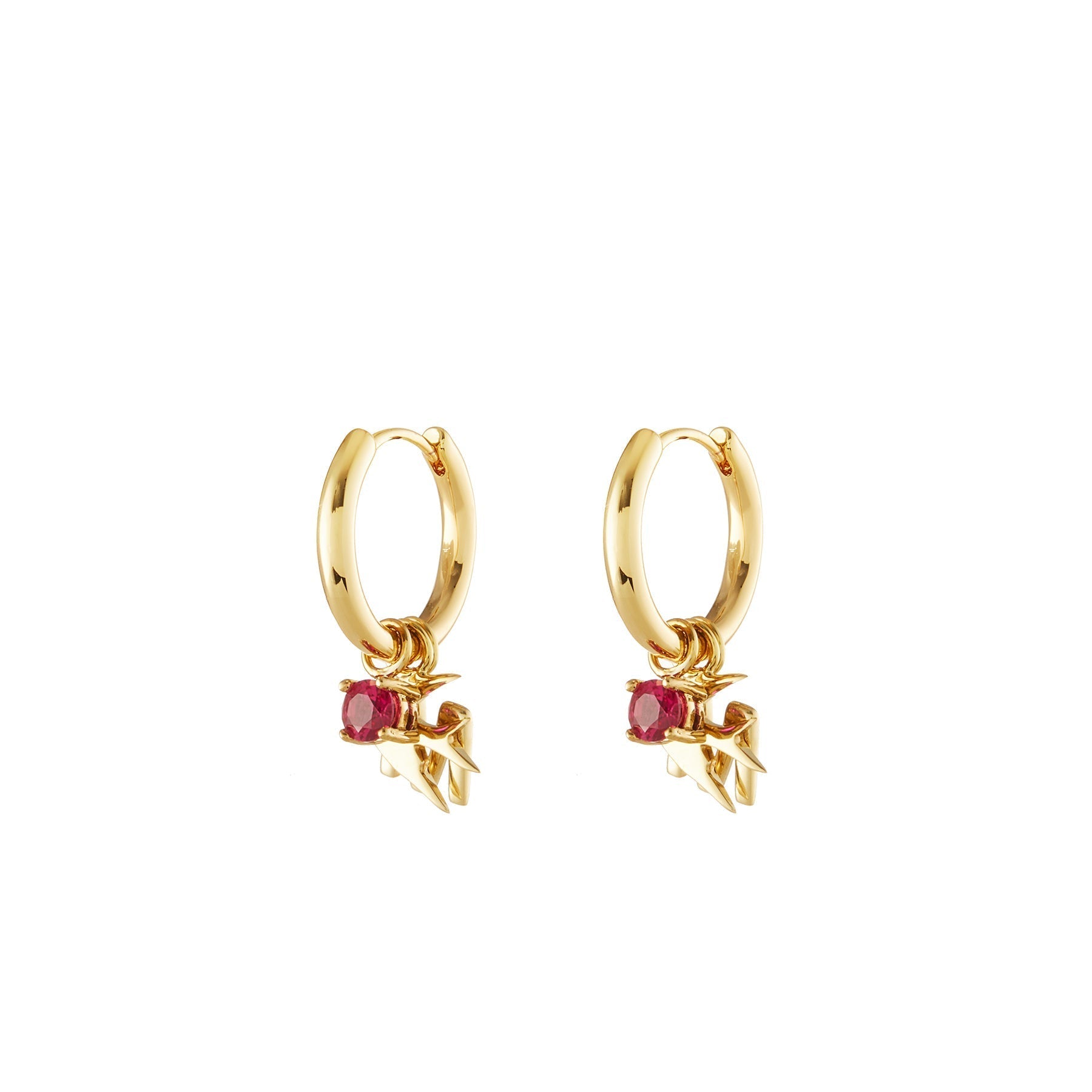 Evil Eye Gold Single Hoop Charm