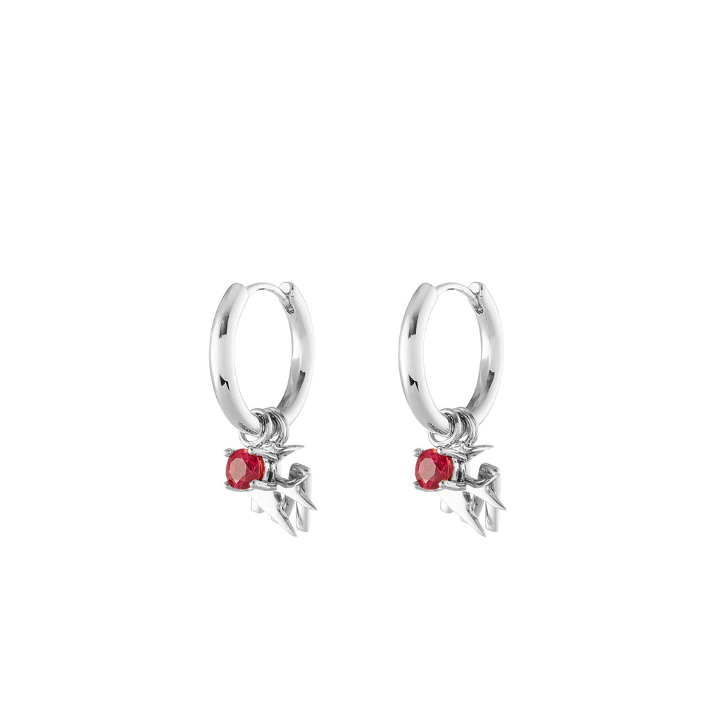 Birthstone Silver Single Hoop Charm