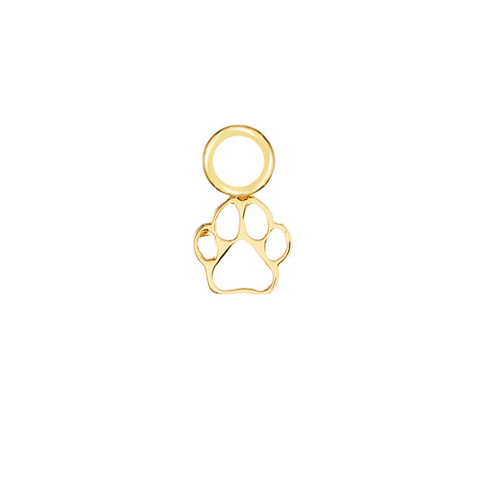 Dog Paw Gold Single Hoop Charm