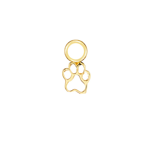 Cat Paw Gold Single Hoop Charm