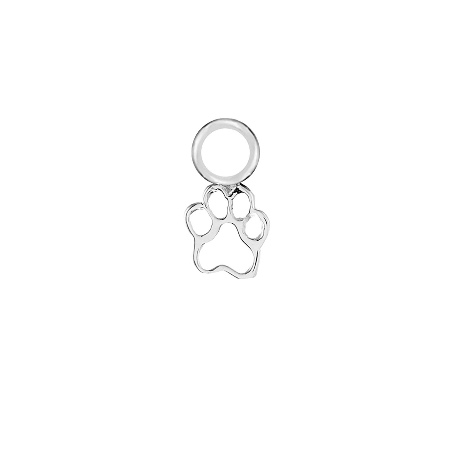 Cat Paw Silver Single Hoop Charm