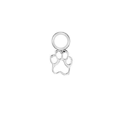 Cat Paw Silver Single Hoop Charm