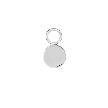 Engravable Disk Silver Single Hoop Charm