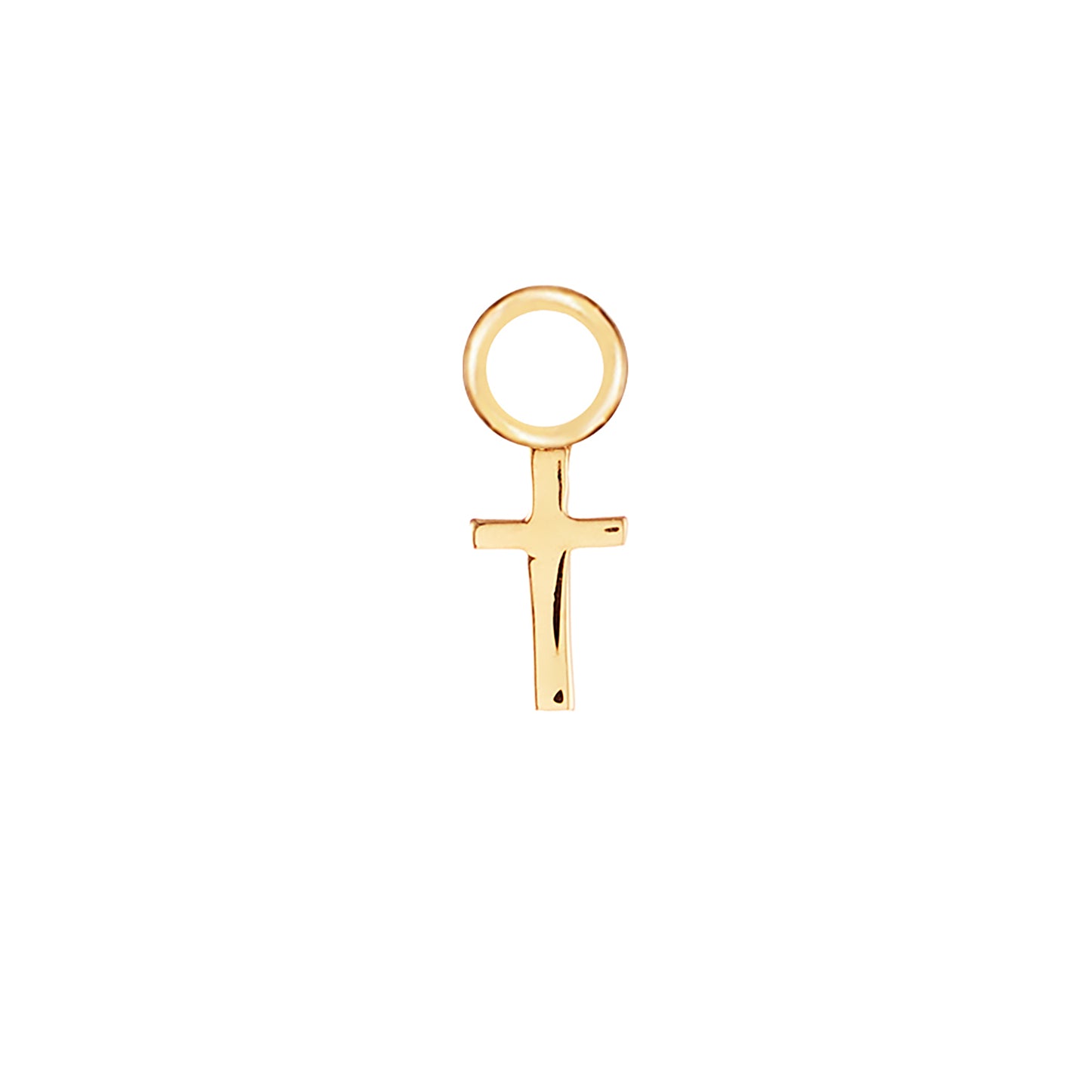 Cross Gold Single Hoop Charm