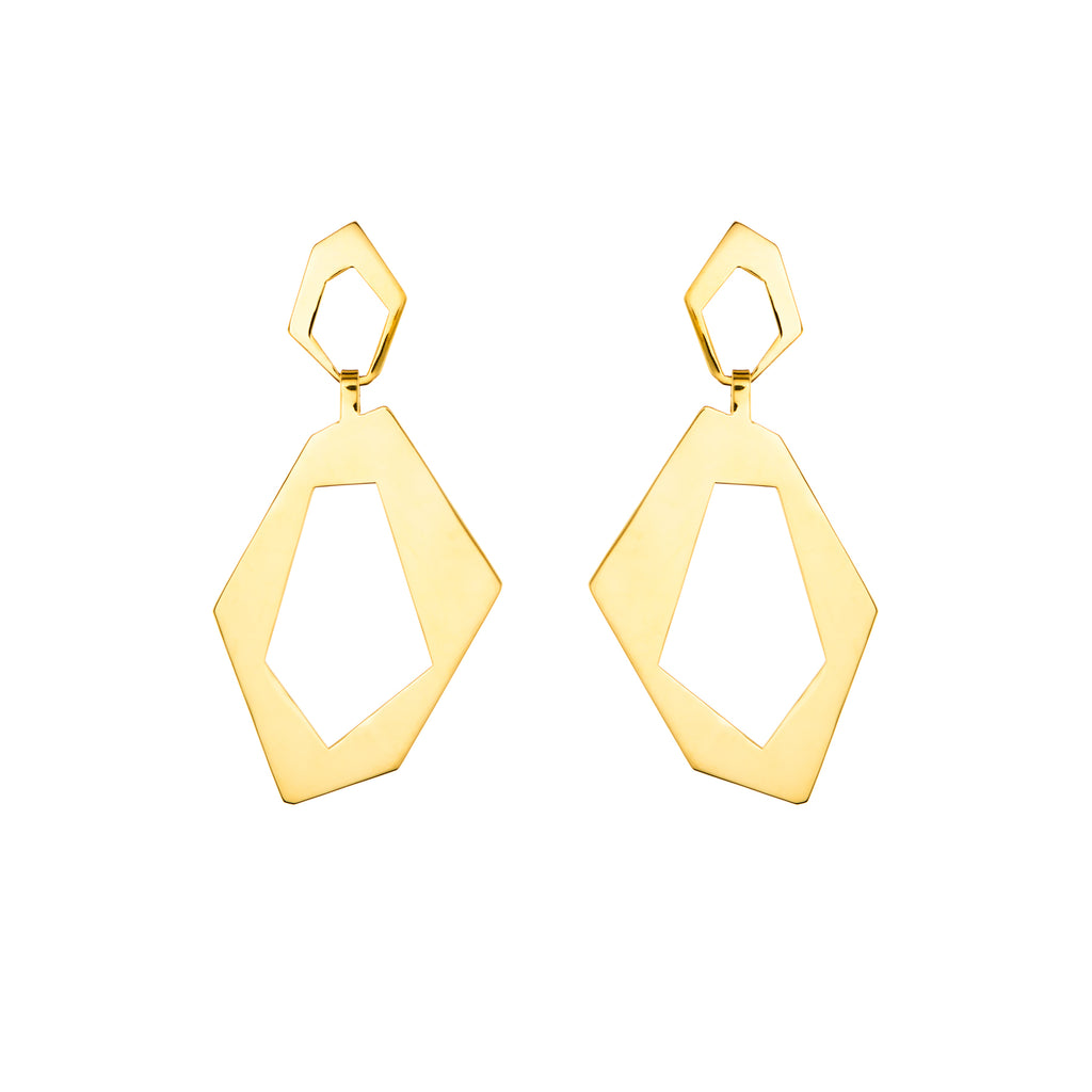 Large Athena Statement Gold Plated Earrings