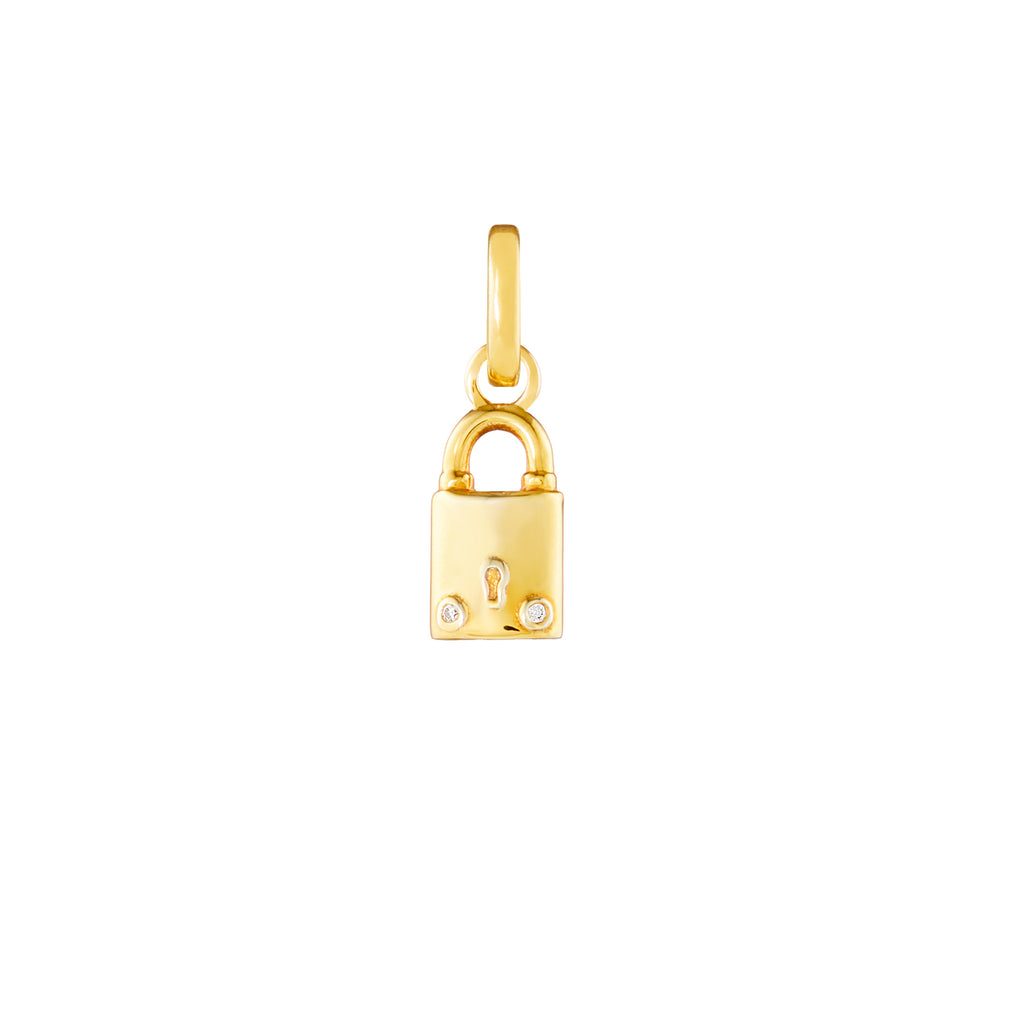 Lock Gold Plated Clip Charm