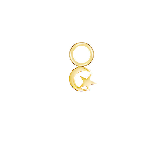 Star & Crescent Gold Single Hoop Charm