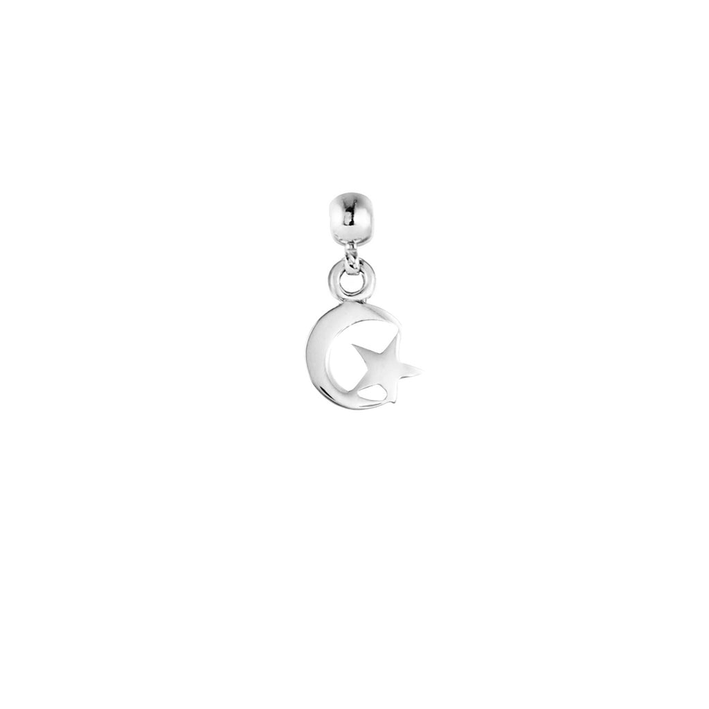 Star & Crescent Moon Silver Charm