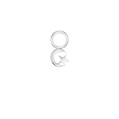 Star & Crescent Silver Single Hoop Charm