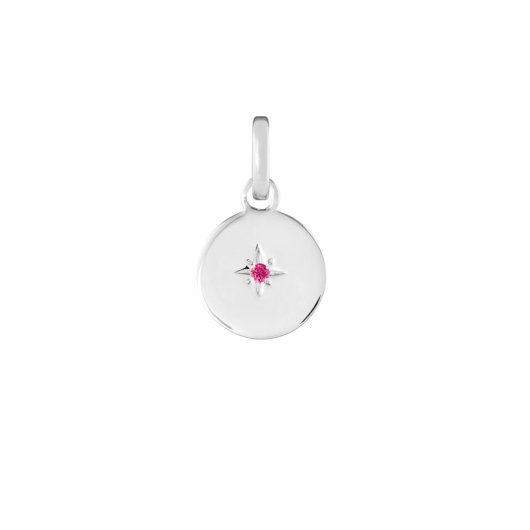 Birthstone Disk Silver Clip Charm