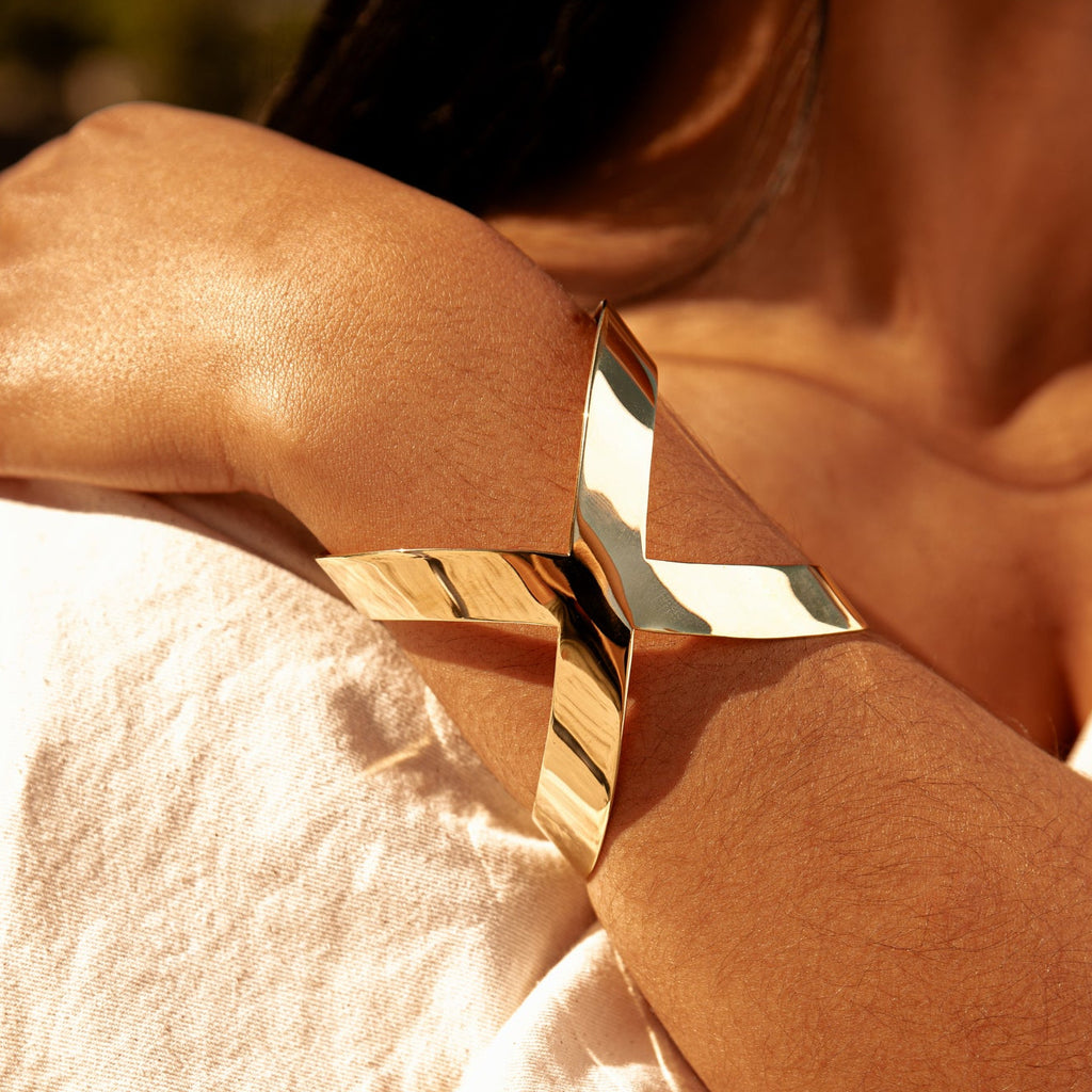 Large Crossover Brass Cuff