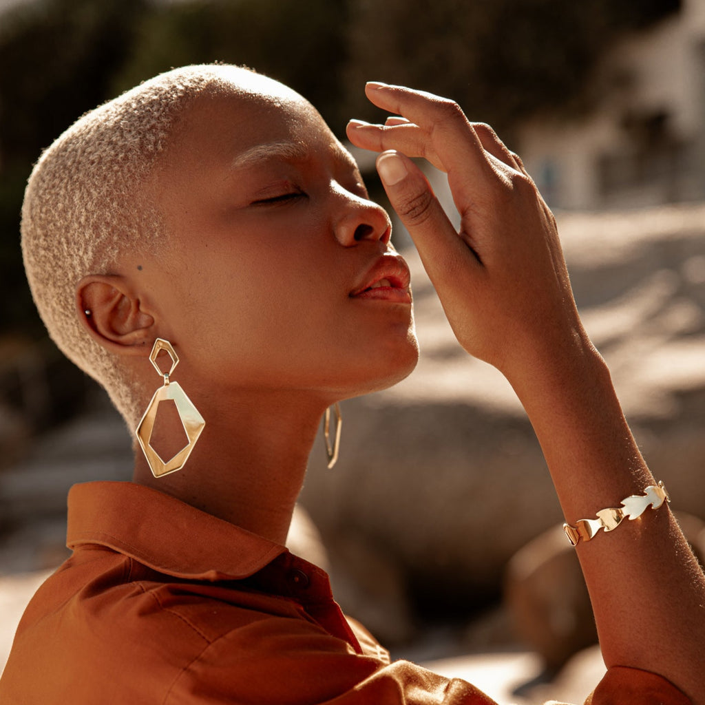 Athena Statement Gold Plated Earrings