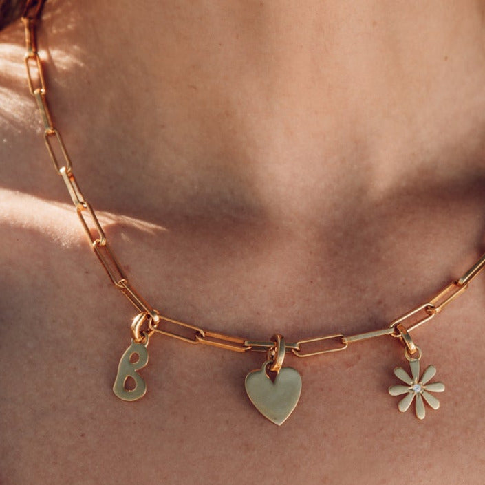 Birthstone Heart Gold Plated Clip Charm