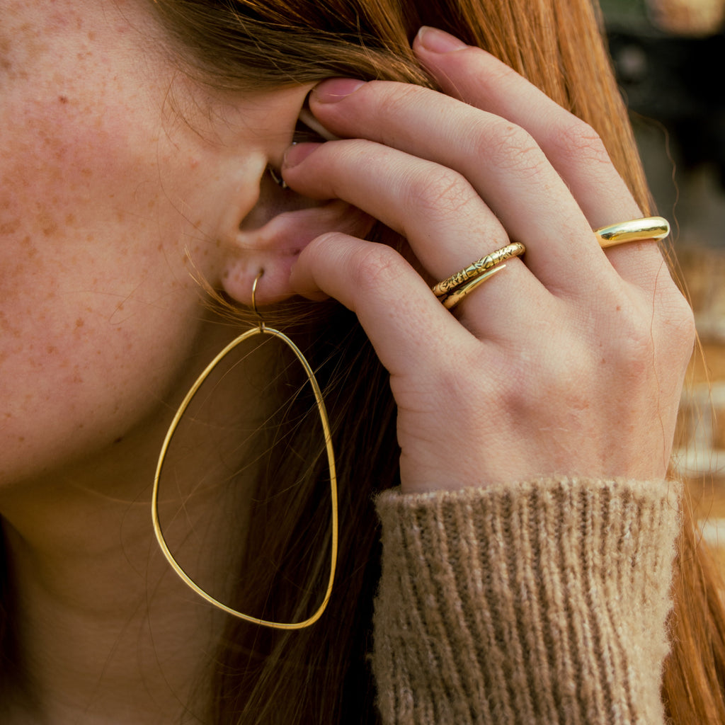 Large Wing Brass Earrings