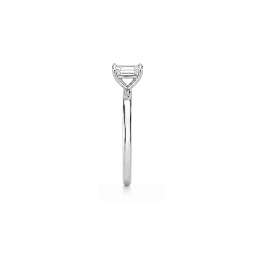 Emerald Cut Moissanite Solitaire Engagement Ring