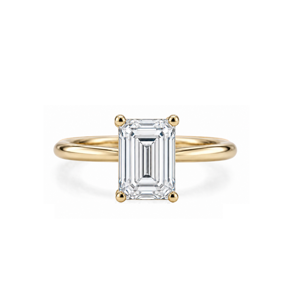 Emerald Cut Moissanite Solitaire Engagement Ring