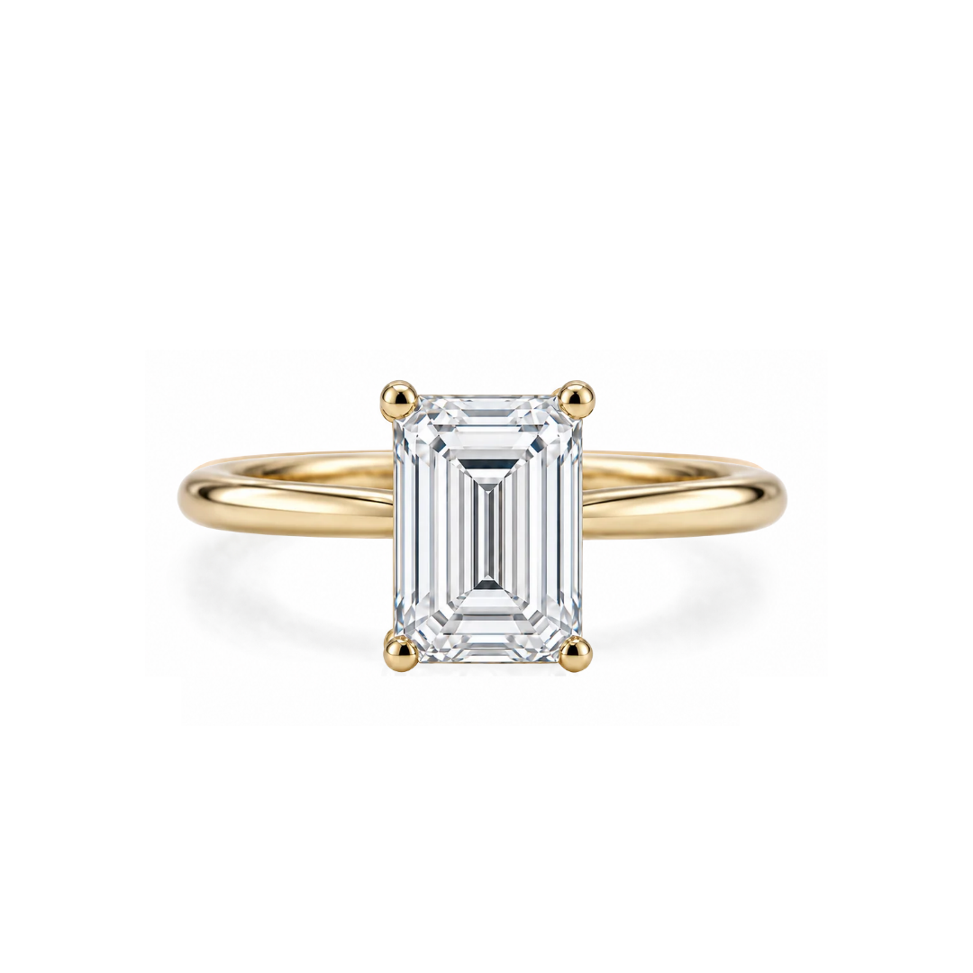 Emerald Cut Moissanite Solitaire Engagement Ring