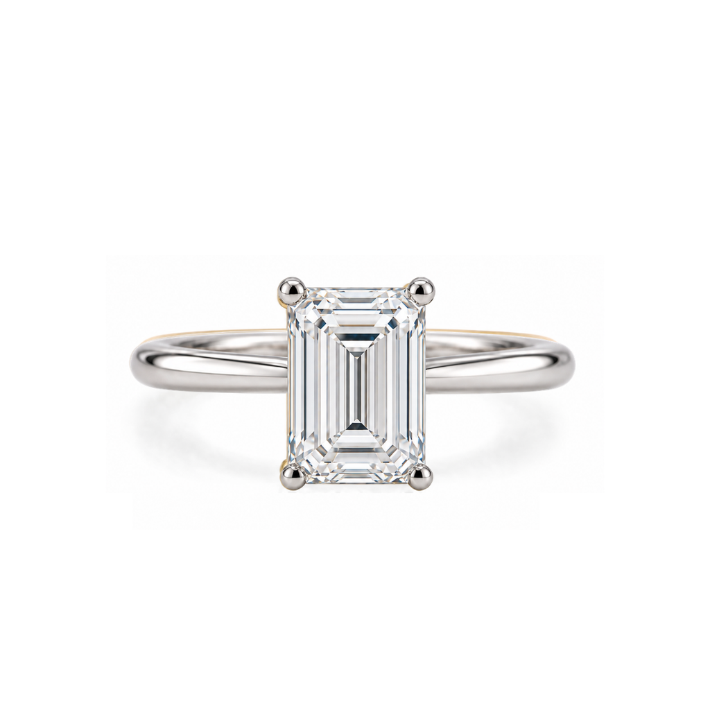 Emerald Cut Moissanite Solitaire Engagement Ring